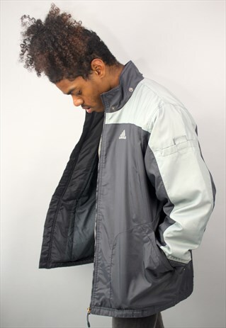 VINTAGE BLACK AND GREY ADIDAS COAT