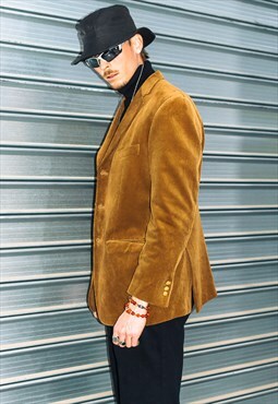 Vintage 80s Oversize Gold brown Corduroy Dad Suit Blazer