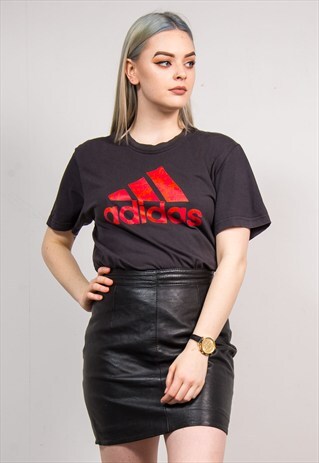 VINTAGE 90'S BLACK ADIDAS LOGO T-SHIRT