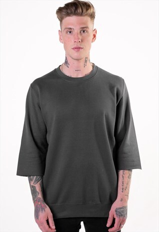 ESSENTIAL 3/4 SLEEVE JUMPER T-SHIRT - STEEL GREY