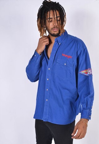 VINTAGE WRANGLER HEAVY DENIM SHIRT BLUE