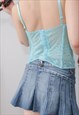 VINTAGE Y2K BLUE GLAM PYTHON SNAKE LACE BUSTIER CORSET
