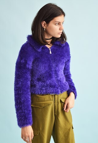 90'S RETRO KITSCH FLUFFY KNIT CARDIGAN TOP