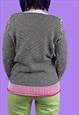 VINTAGE 90'S KOOKAI CARDIGAN KNIT SWEATER WHITE BLACK PINK