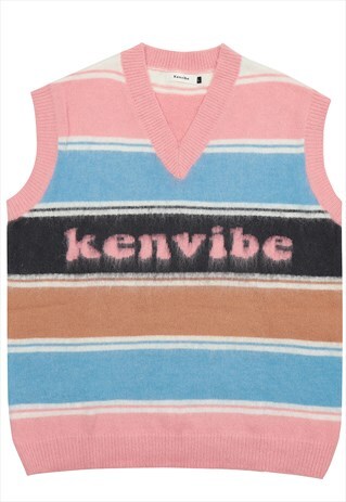 SLEEVELESS KNITTED VEST SWEATER FLUFFY GILET CARDIGAN PINK