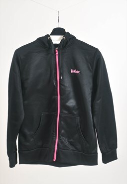 Vintage 90s hoodie track jacket in black