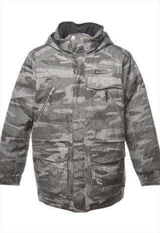 COLUMBIA CAMOUFLAGE PRINT PUFFER JACKET - L