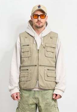 Vintage utility cargo vest sleeveless top men