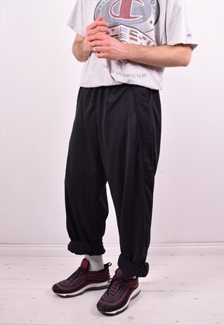 NIKE MENS VINTAGE TRACKSUIT TROUSERS W38 L32 BLACK 90'S