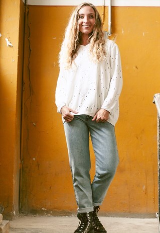 VINTAGE 90S WHITE POINTELLE JUMPER
