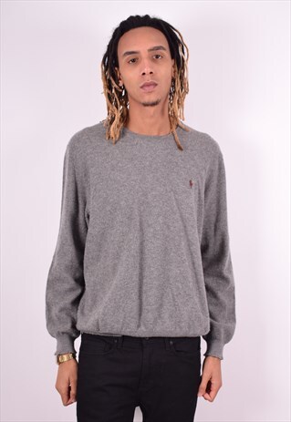 POLO RALPH LAUREN MENS VINTAGE JUMPER SWEATER XXL GREY 90'S