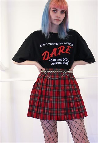 TARTAN CHECK PLEATED MINI IN RED