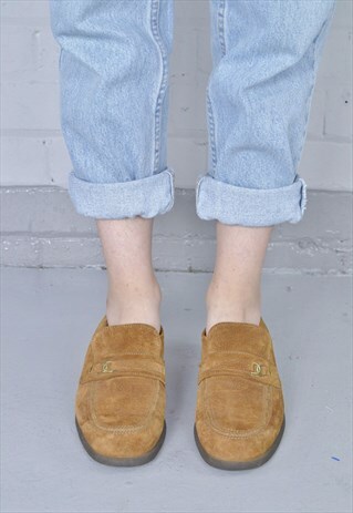 VINTAGE TAN BROWN SUEDE LOAFER SHOES