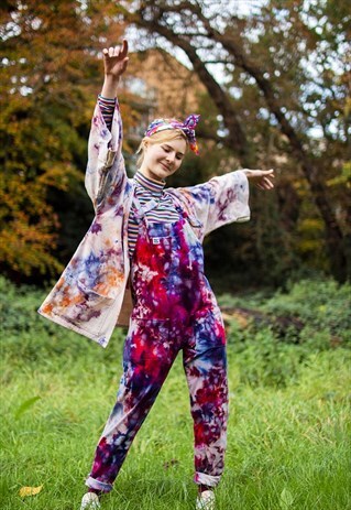 HAND ICE DYED ORGANIC DUNGAREES