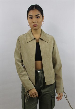 VINTAGE 90'S BEIGE SUEDE JACKET