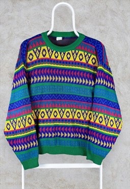 Vintage C&A Patterned Knit Jumper Multicoloured 