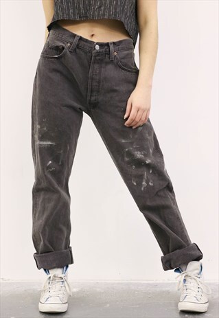 LEVI'S VINTAGE 501 GREY PAINT MOM JEANS
