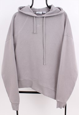 Womens Vintage reebok middle logo pullover hoodie grey