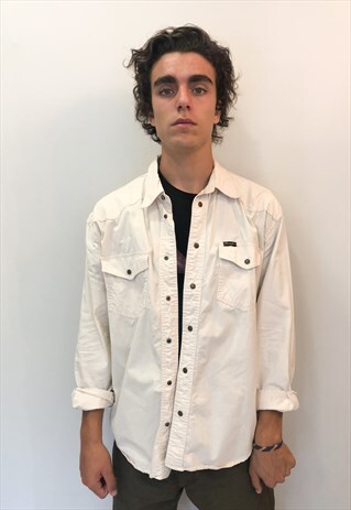 VINTAGE 90'S WRANGLER DENIM SHIRT IN CREAM