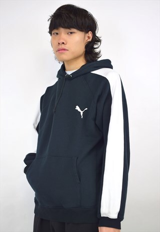 VINTAGE 90S PUMA BLACK WHITE HOODIE