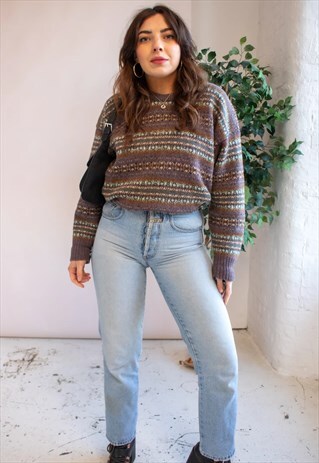 VINTAGE 80S FAIRISLE JUMPER IN PURPLE
