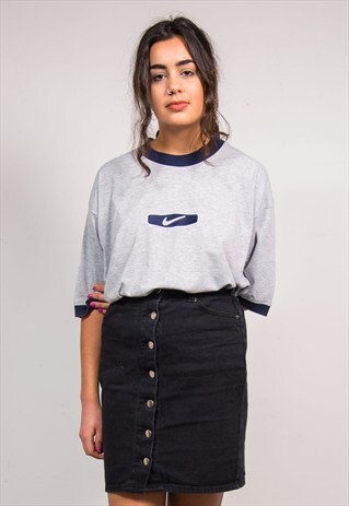 VINTAGE 90'S GREY RINGER STYLE NIKE OVERSIZE T-SHIRT