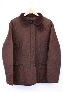 Vintage Barbour Puffer Jacket Brown Quilted Button Up 