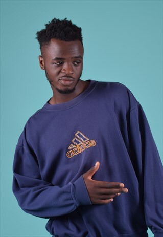VINTAGE ADIDAS NAVY EMBROIDERED SWEATSHIRT
