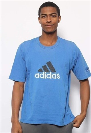 VINTAGE ADIDAS BIG LOGO T-SHIRT BLUE