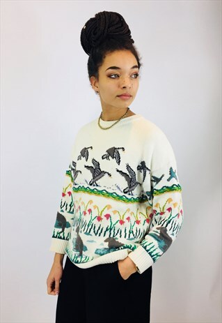 VINTAGE DUCK CHUNKY KNITTED JUMPER