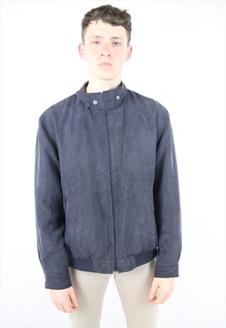 VINTAGE NAVY SILK 90'S BOMBER JACKET
