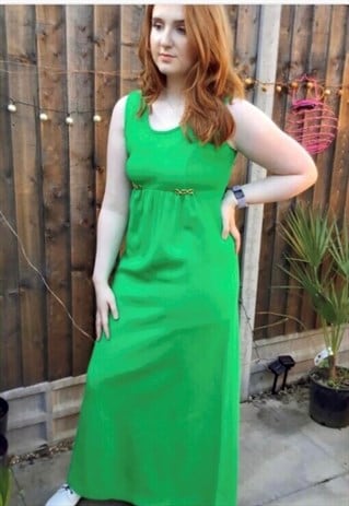 VINTAGE MAXI DRESS 70S 60S GREEN BOHO RETRO