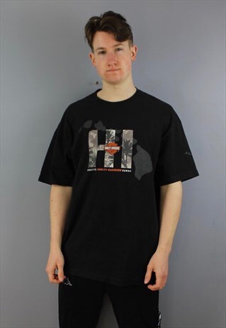 VINTAGE HARLEY DAVIDSON T-SHIRT IN BLACK WITH PRINTING ON TH