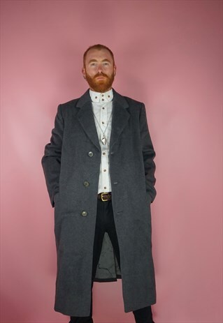 VINTAGE 1980S GREY OVERCOAT