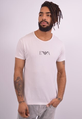 VINTAGE EMPORIO ARMANI T-SHIRT TOP SLIM FIT WHITE