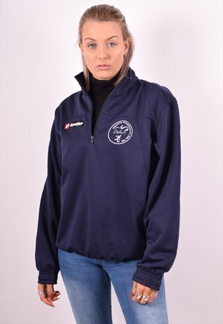 LOTTO WOMENS VINTAGE PULLOVER TRACKSUIT TOP XL BLUE 90S
