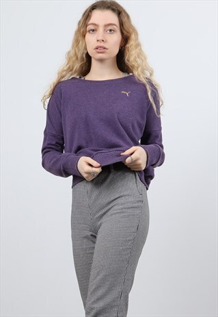 PUMA SMALL PURPLE EMBROIDERED LOGO SWEATSHIRT