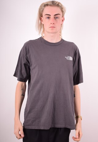THE NORTH FACE MENS VINTAGE T-SHIRT TOP LARGE GREY 90S