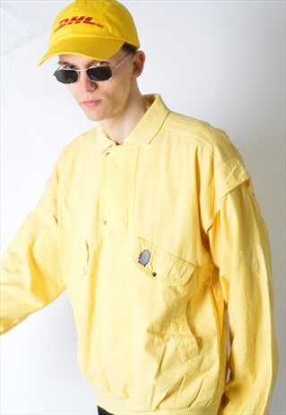 VINTAGE 80S LIGHT YELLOW 1/3 ZIPPER JACKET