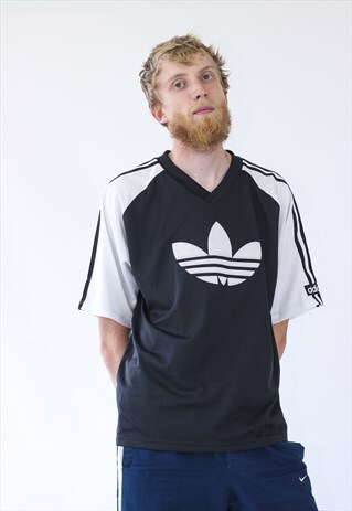 VINTAGE MENS ADIDAS ORIGINALS BIG LOGO JERSEY SHIRT