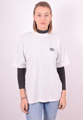 UMBRO WOMENS VINTAGE T-SHIRT TOP LARGE WHITE 90S