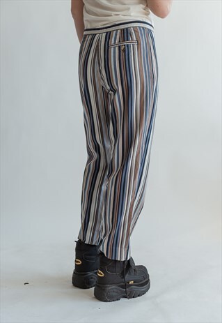 VINTAGE 80S SLIM TROUSERS IN STRIPE