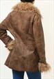 80S AVIATOR LEATHER LINED FASTENS COAT SIZE S SMALL 4091