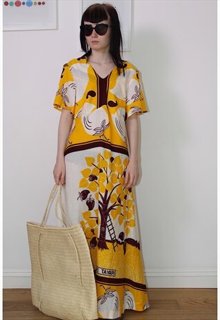 70S YELLOW BOHEMIAN FESTIVAL MAXI DRESS