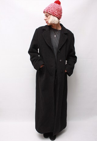 VINTAGE 80' AMAZING BLACK LONG CLASSIC WINTER COAT