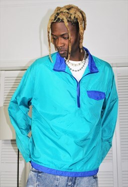 Vintage 90's Turquoise Half Zip LL.Bean Festival Jacket