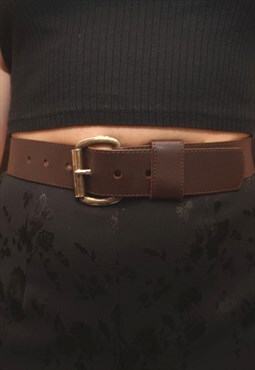 Vintage 90s Dark Brown Leather Belt