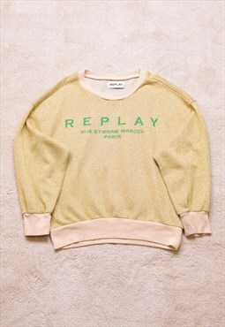 Women's Replay Gold Glitter Print Sweater
