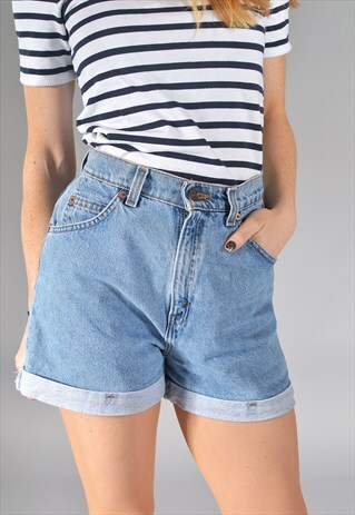 VINTAGE LEVI'S 37954 MID BLUE ROLLED HEM SHORTS