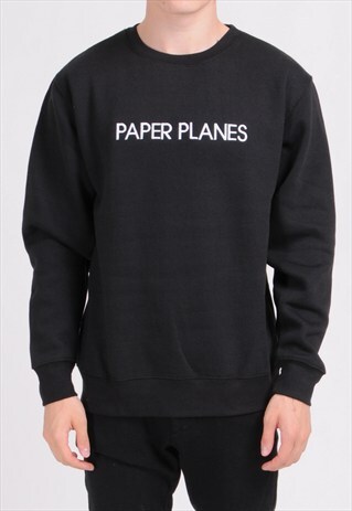 BLACK PAPER PLANES SWEATSHIRT - EMBROIDERED